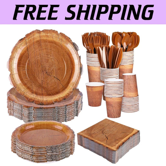 Nature-Inspired Disposable Tableware Set for Woodland Celebrations – Serves 50